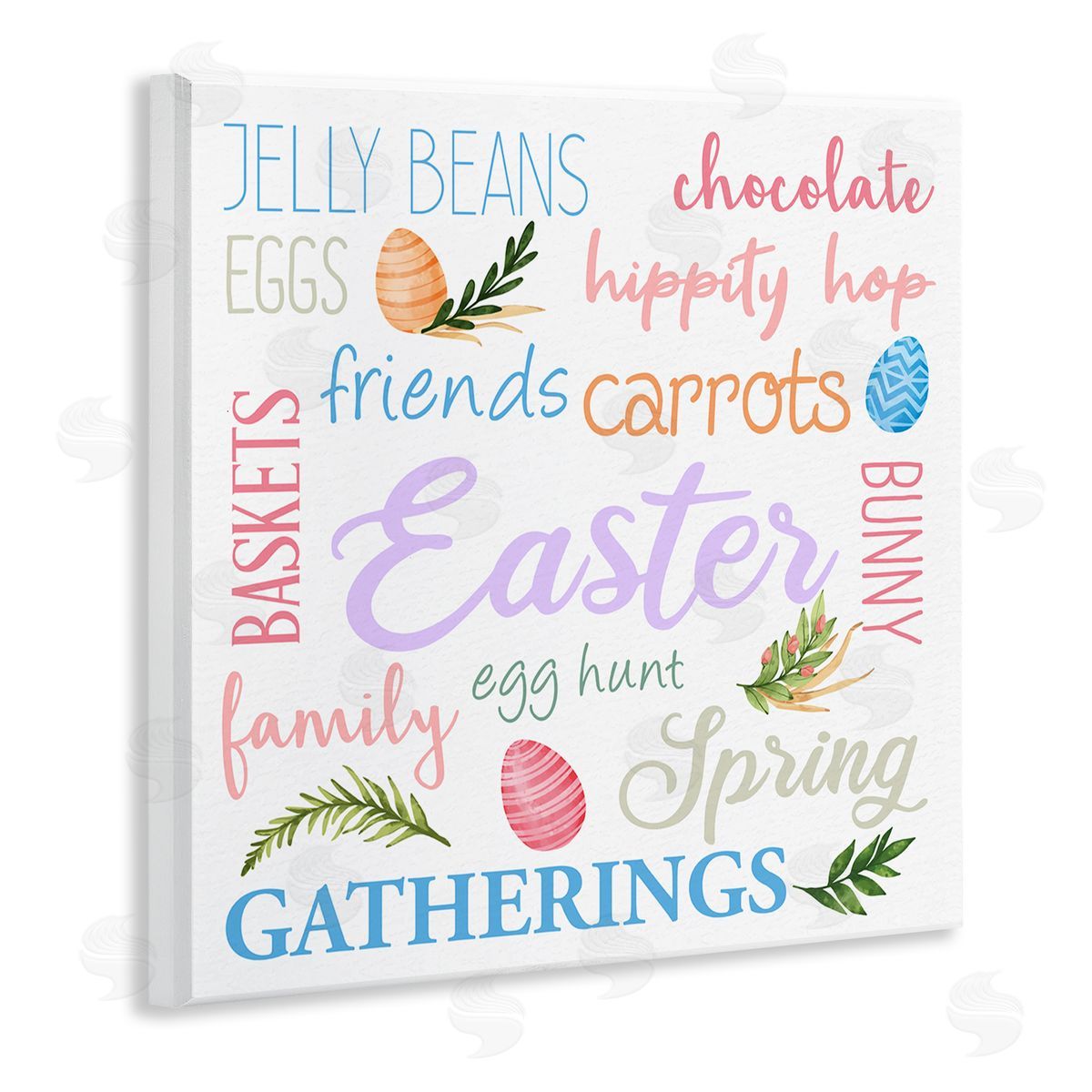 Kim Allen Festive Easter Activity Sign Patterned Eggs Motif Wooden Wall Plaque Art Print