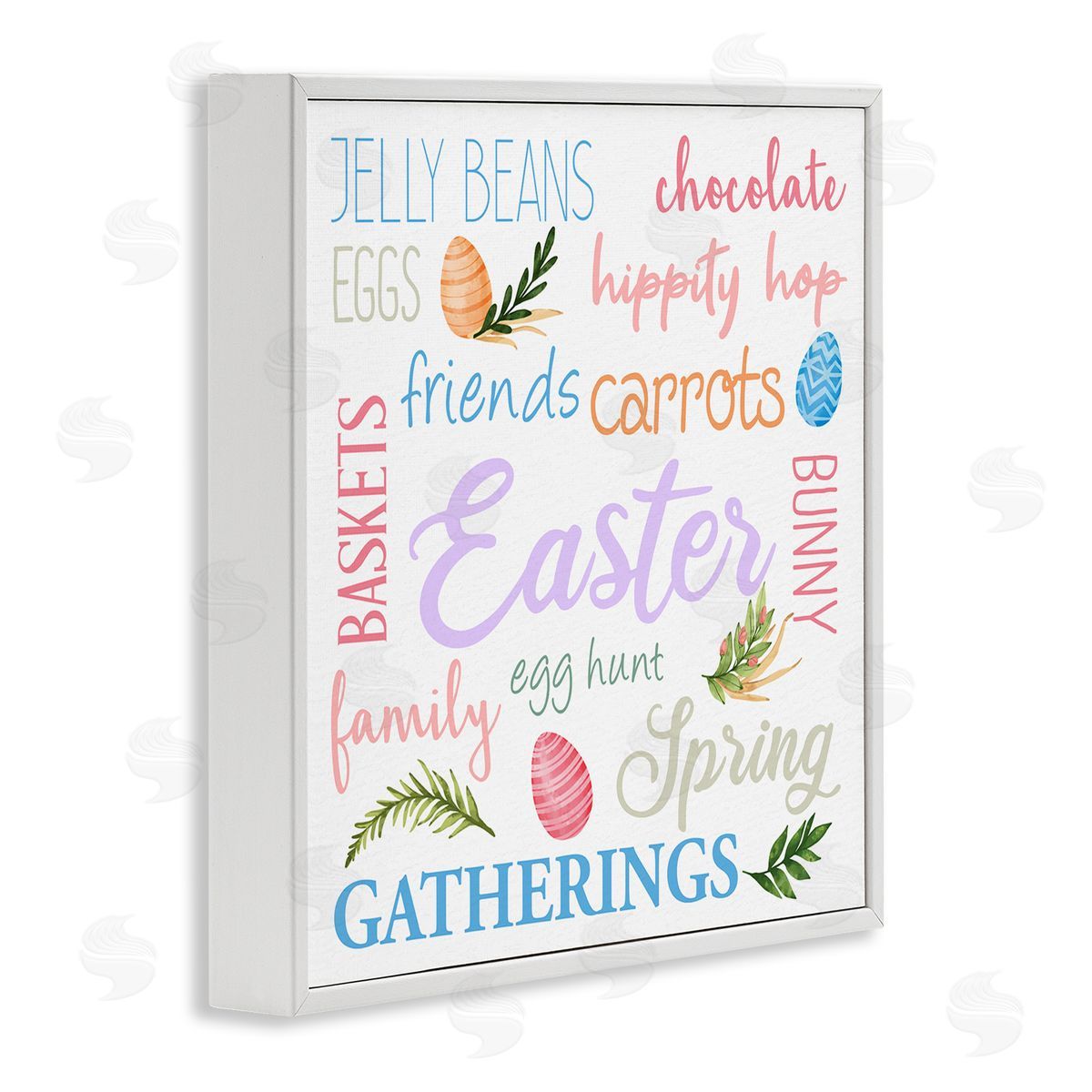 Kim Allen Festive Easter Activity Sign Patterned Eggs Motif White Framed Glicee Wall Art Print
