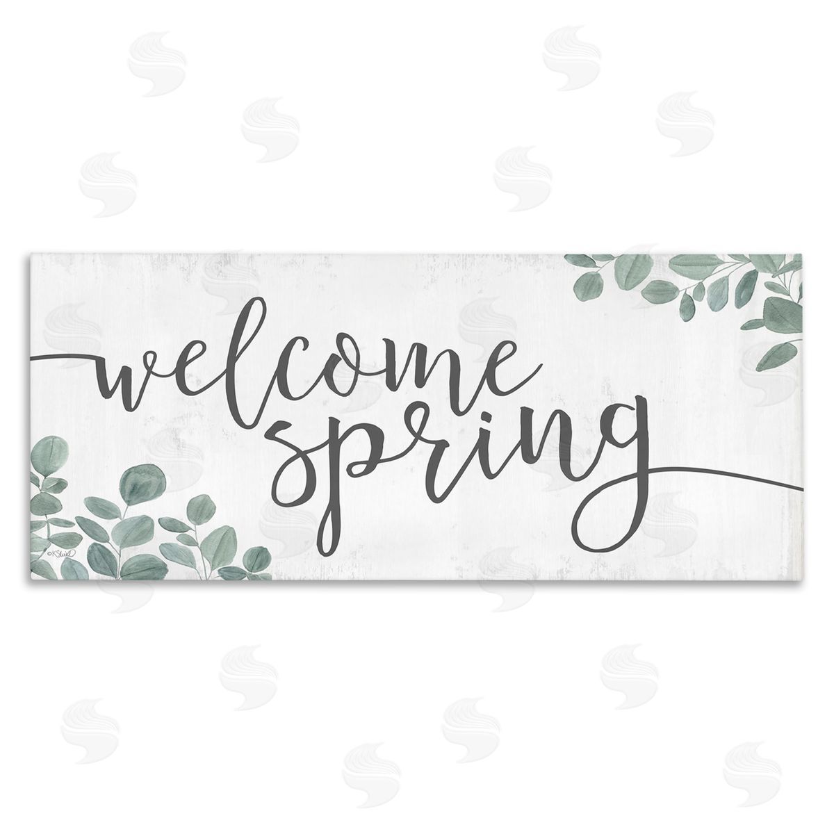 Kate Sherrill Welcome Spring Calligraphy Phrase Casual Eucalyptus Botanicals