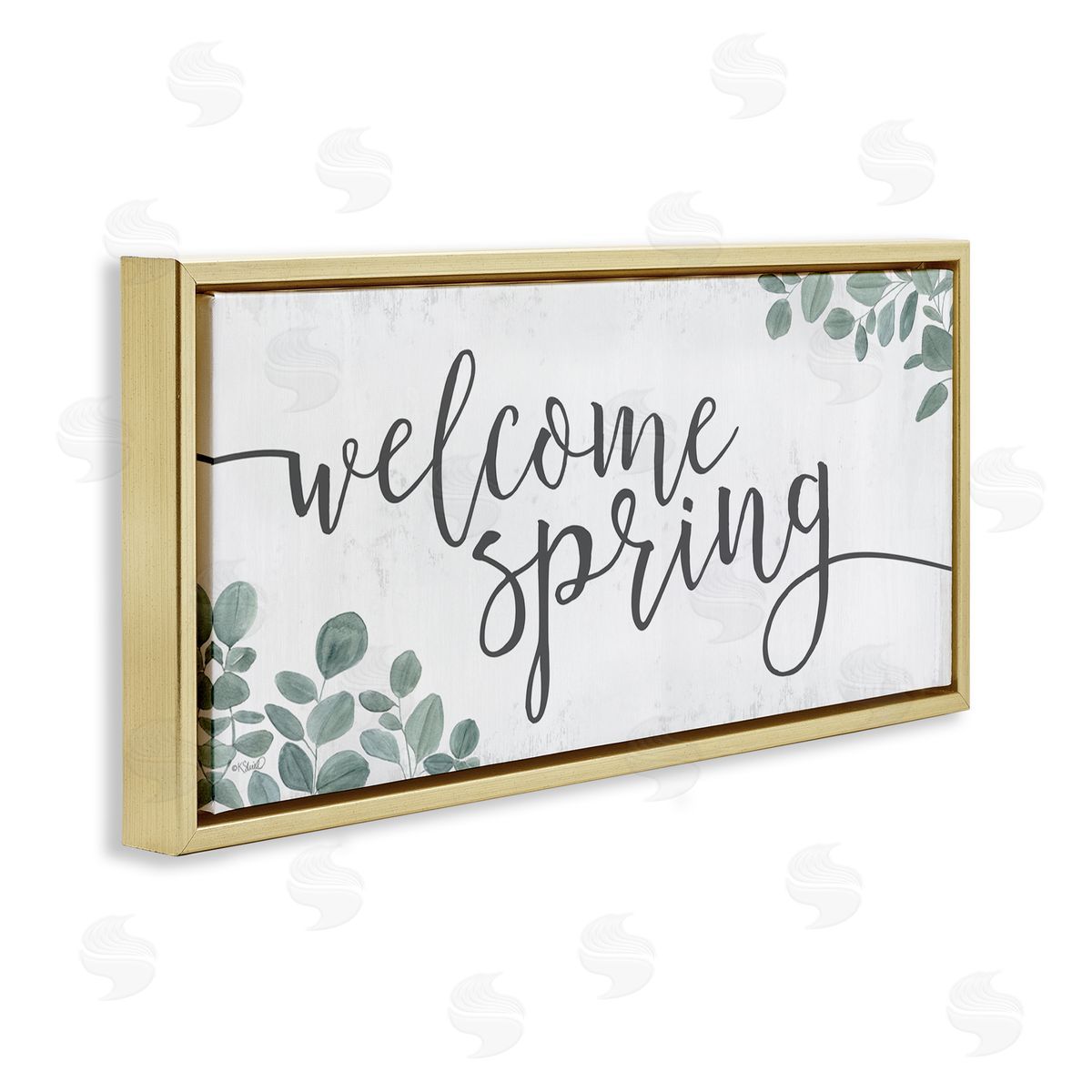 Kate Sherrill Welcome Spring Calligraphy Phrase Casual Eucalyptus Botanicals