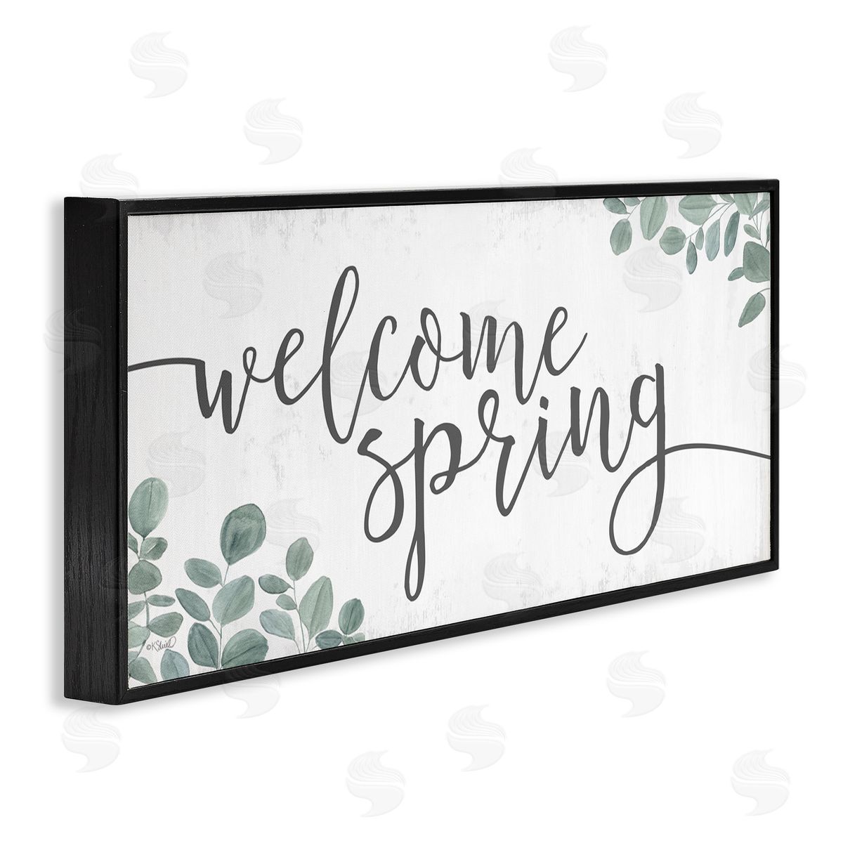 Kate Sherrill Welcome Spring Calligraphy Phrase Casual Eucalyptus Botanicals