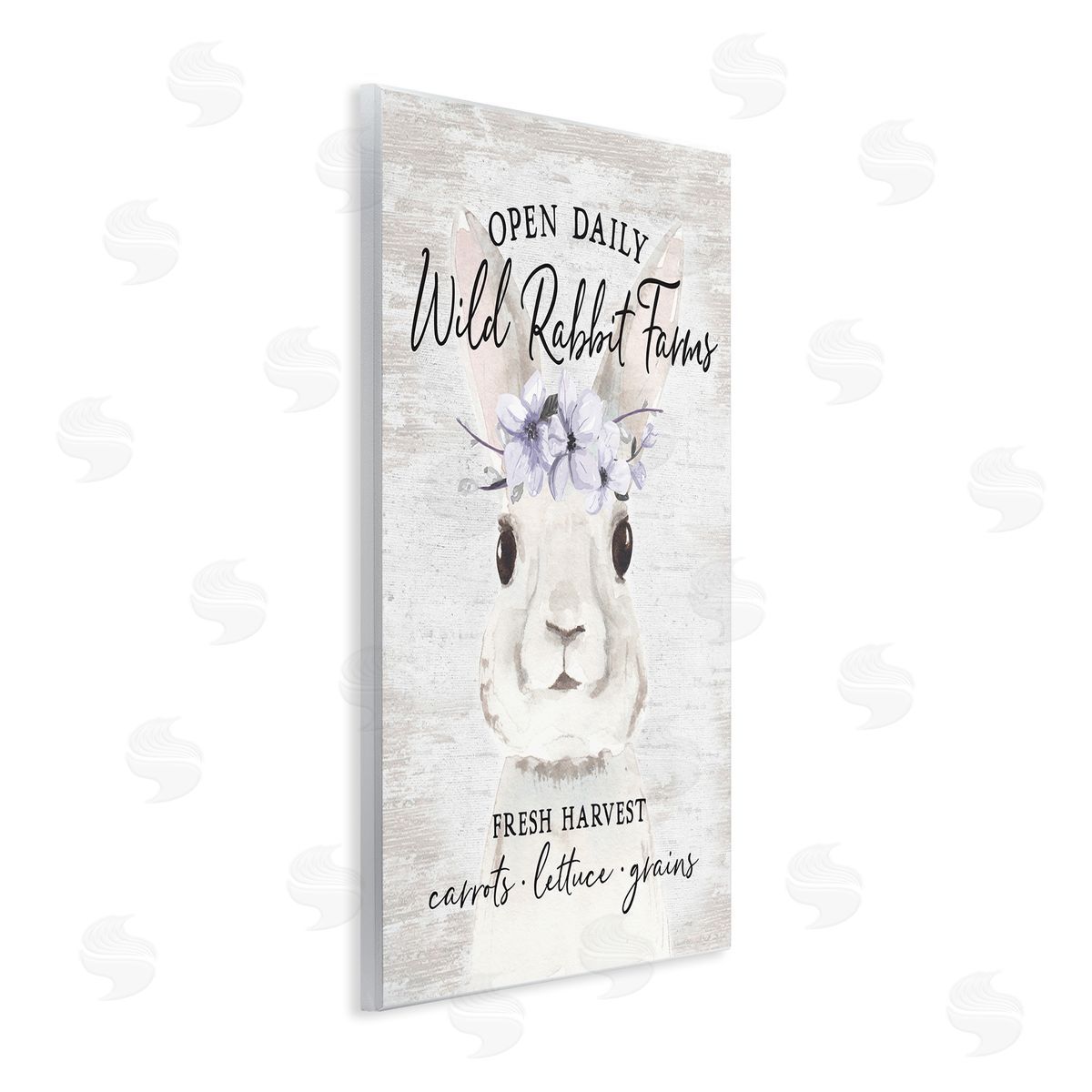 Lettered and Lined Wild Rabbit Farms Weathered Floral Crown Sign Wall Plaque Art Print