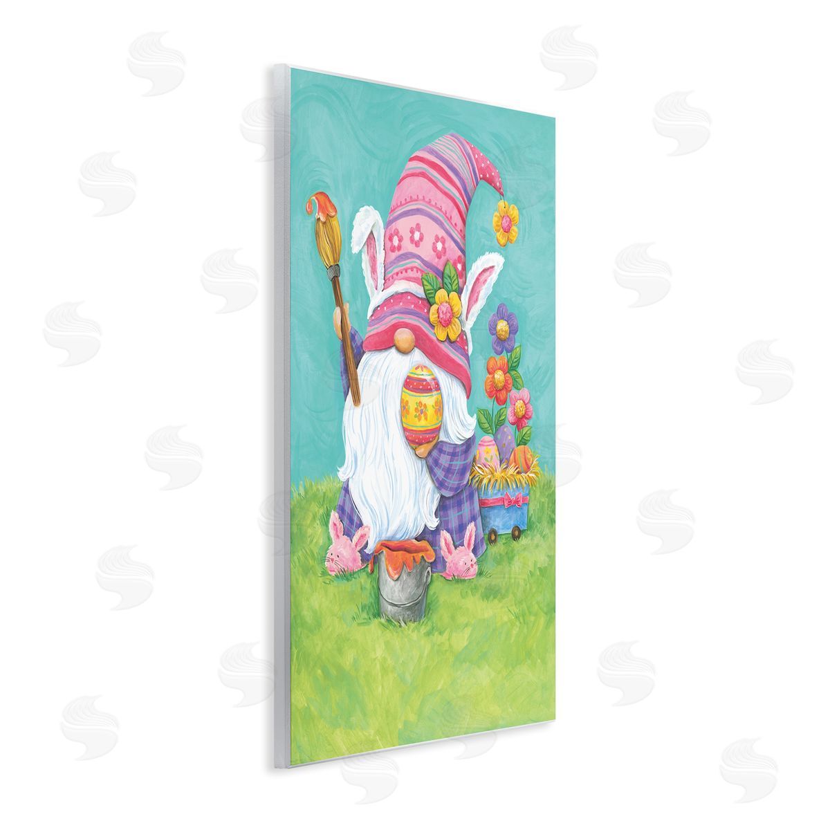 Diane Kater Whimsical Gnome Painting Easter Eggs Festive Flowers Wall Plaque Art Print