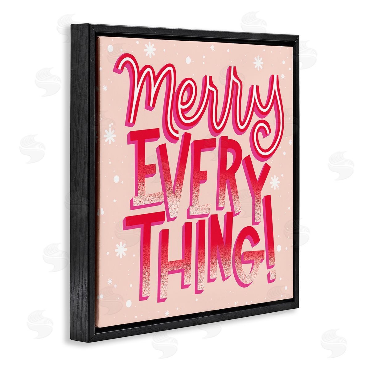 Hey Bre! Creative Studio Merry Everything Festive Winter Holiday Patterned Typography  Black Floating Frame Canvas Wall Art Print