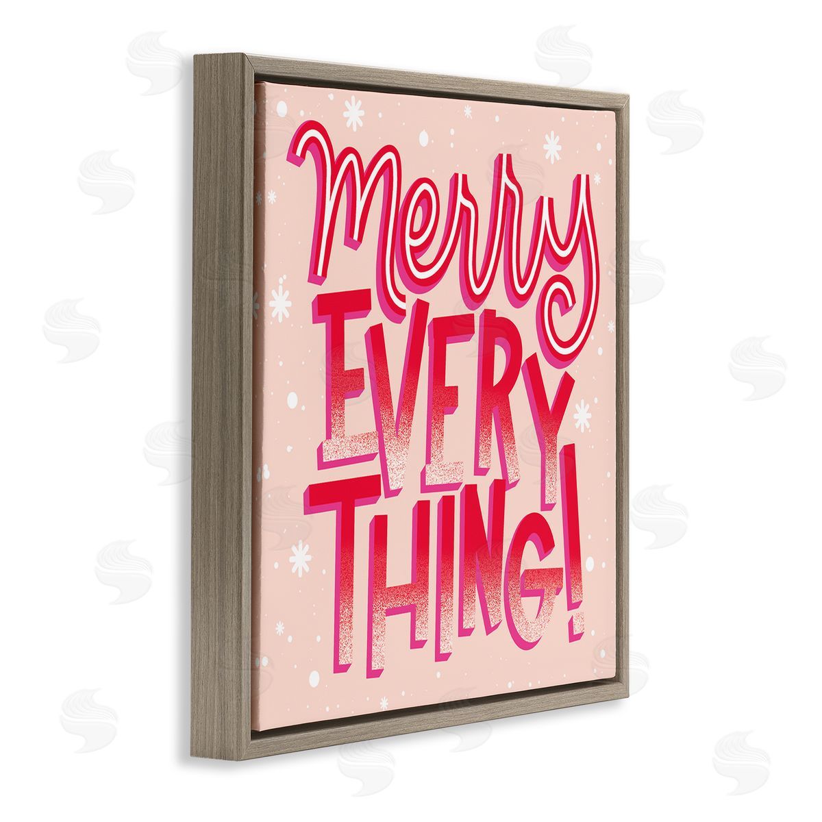 Hey Bre! Creative Studio Merry Everything Festive Winter Holiday Patterned Typography  Brown Floating Frame Canvas Wall Art Print