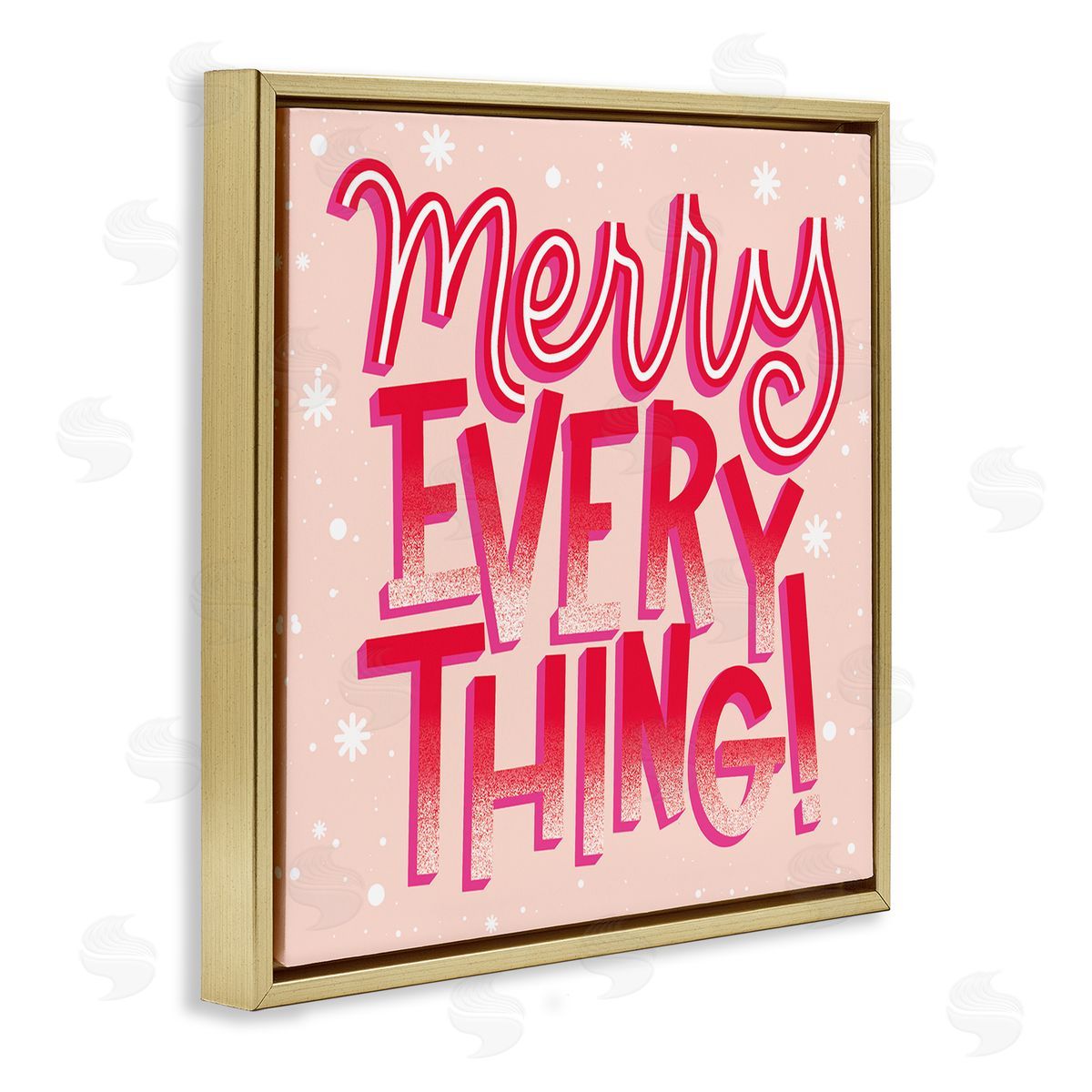 Hey Bre! Creative Studio Merry Everything Festive Winter Holiday Patterned Typography  Gold Floating Frame Canvas Wall Art Print