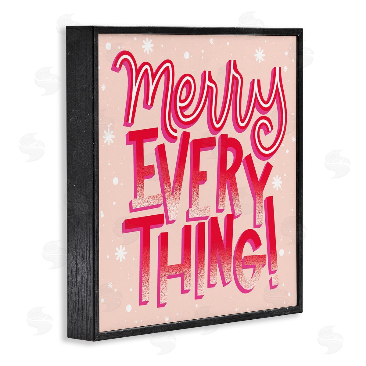 Hey Bre! Creative Studio Merry Everything Festive Winter Holiday Patterned Typography  Black Framed Glicee Wall Art Print