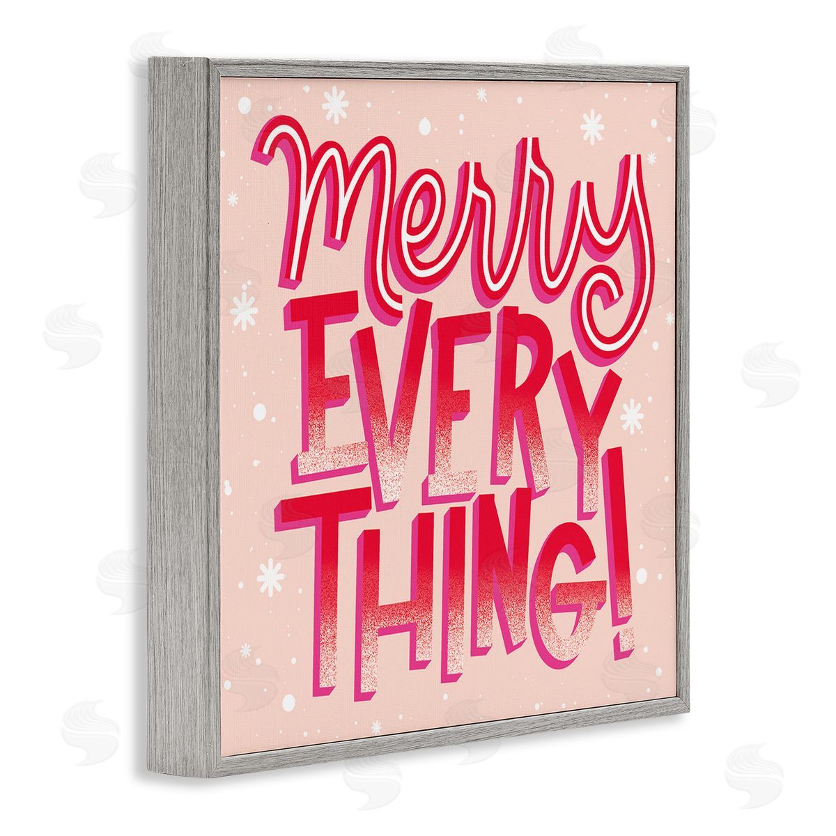 Hey Bre! Creative Studio Merry Everything Festive Winter Holiday Patterned Typography  Gray Framed Glicee Wall Art Print