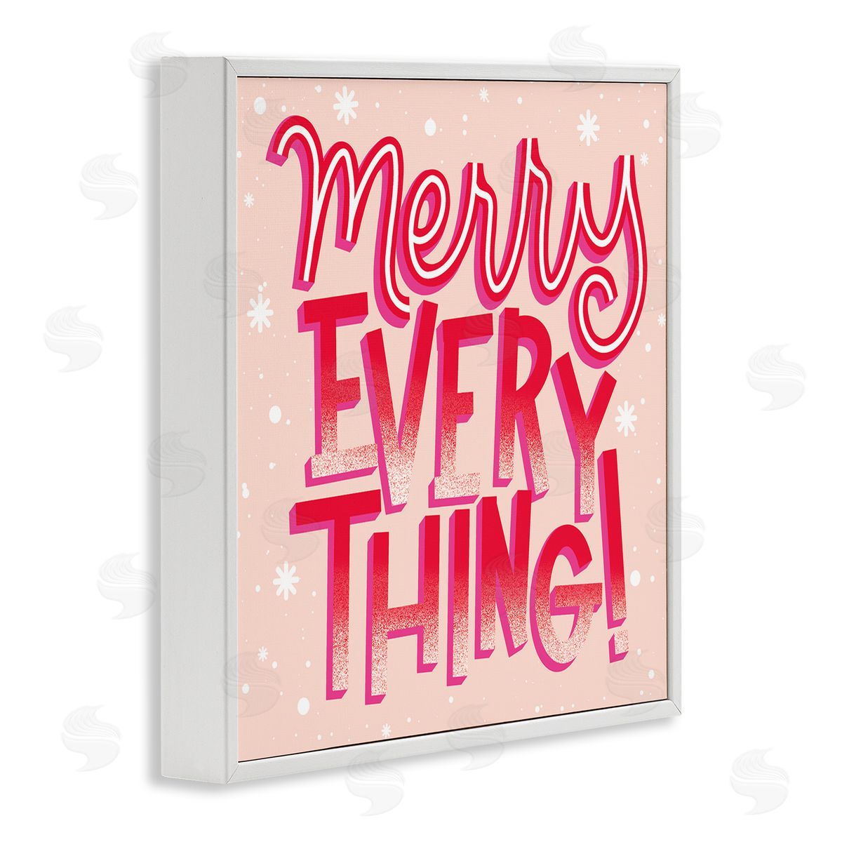 Hey Bre! Creative Studio Merry Everything Festive Winter Holiday Patterned Typography  White Framed Glicee Wall Art Print