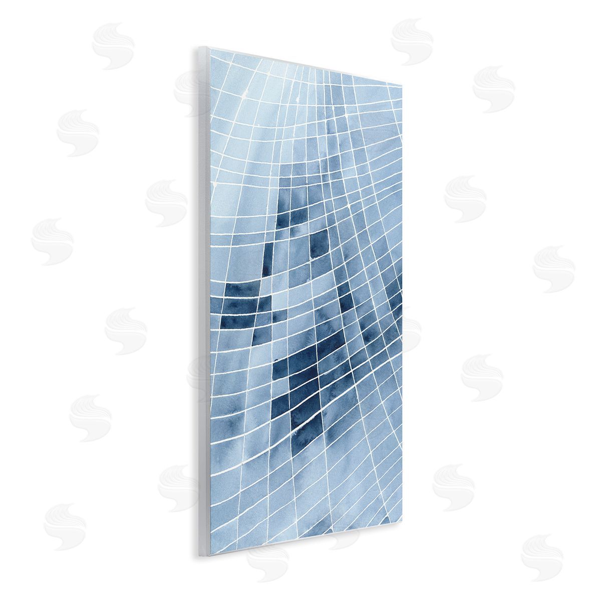 Regina Moore Abstract Blue Squares Shapes Modern White Outlines  Wall Plaque Art Print