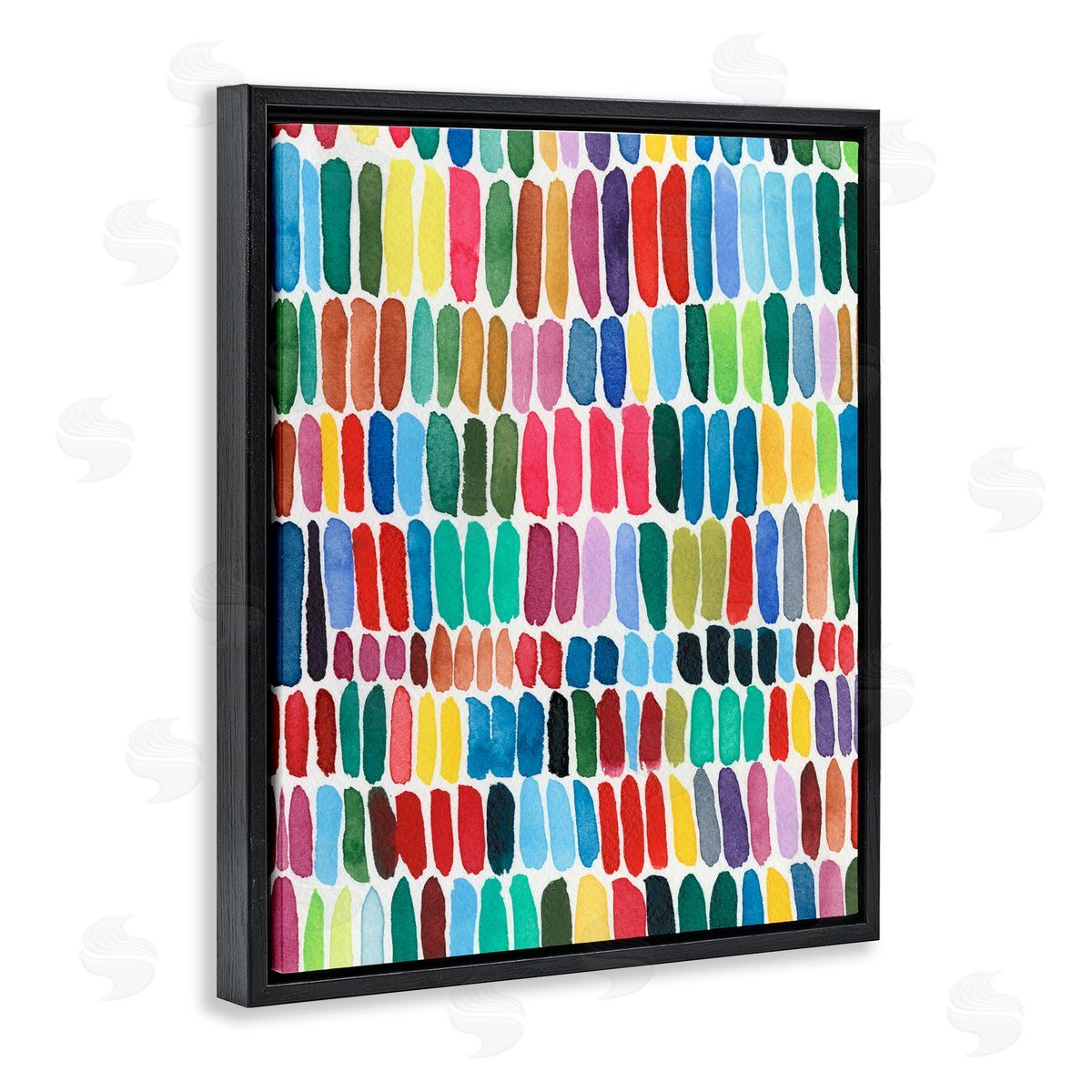 Regina Moore Varied Rainbow Lines Abstract Pattern Watercolor Detail Black Floating Frame Canvas Wall Art Print