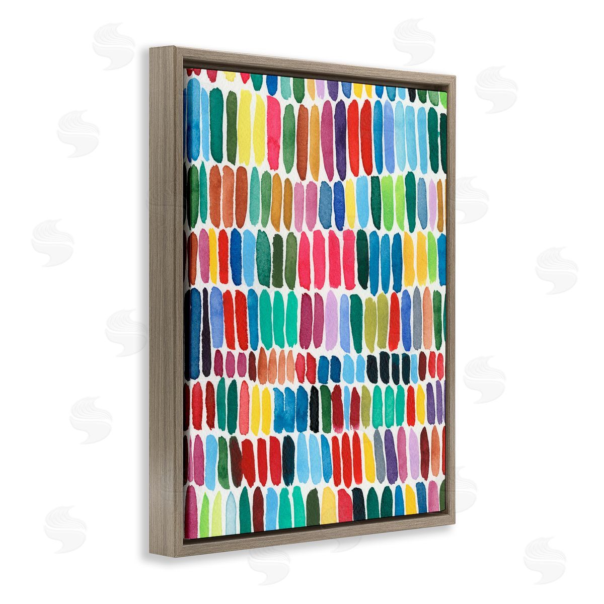 Regina Moore Varied Rainbow Lines Abstract Pattern Watercolor Detail Brown Floating Frame Canvas Wall Art Print