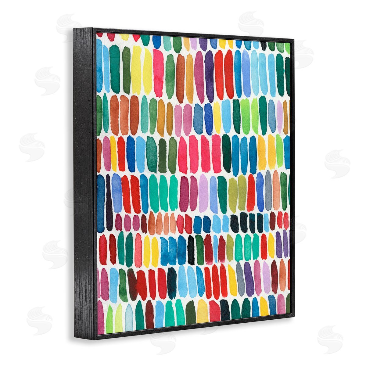 Regina Moore Varied Rainbow Lines Abstract Pattern Watercolor Detail Black Framed Giclee Wall Art Print