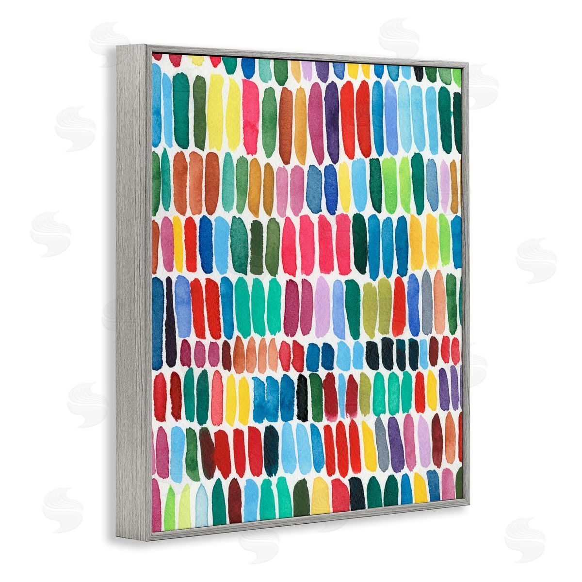 Regina Moore Varied Rainbow Lines Abstract Pattern Watercolor Detail Gray Framed Giclee Wall Art Print