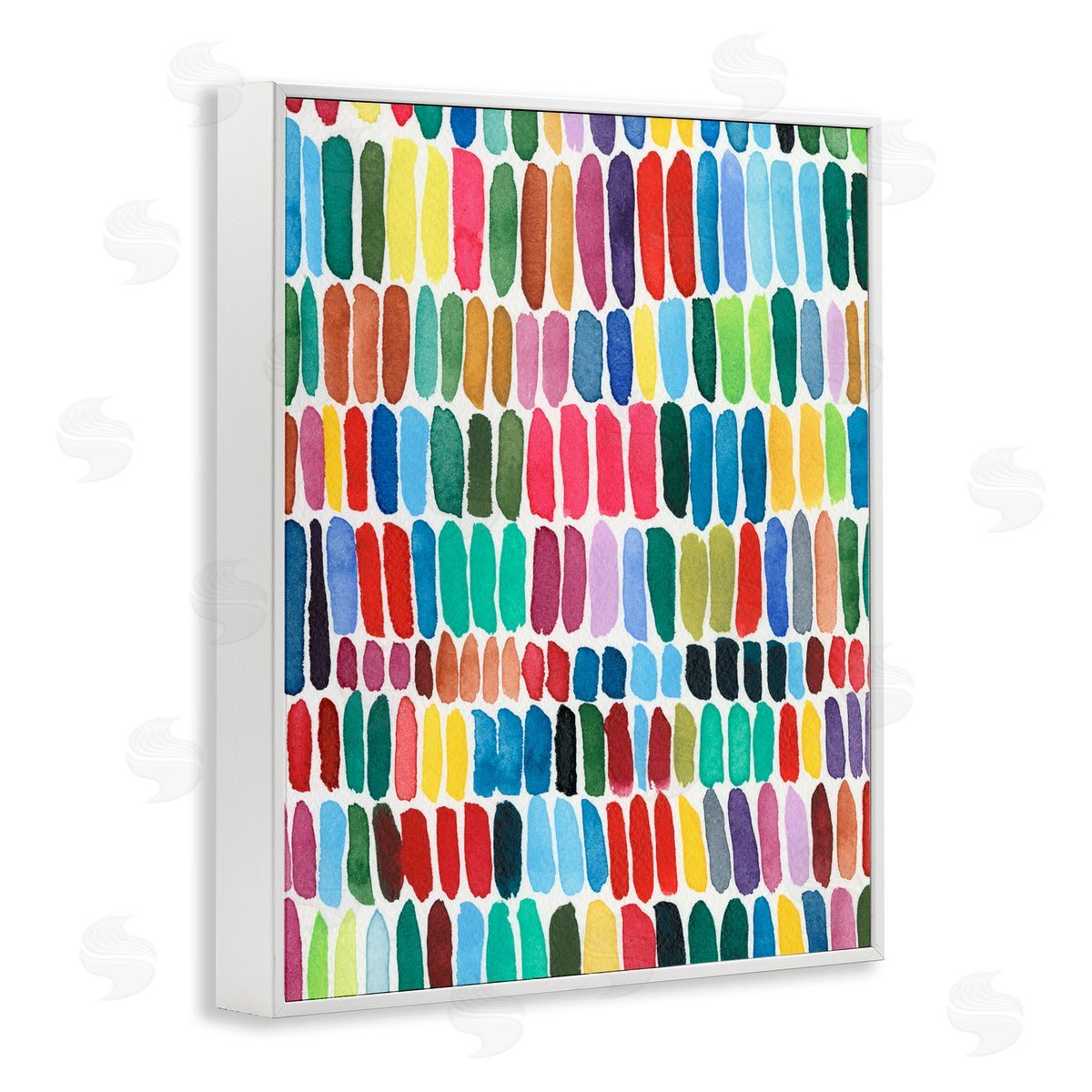 Regina Moore Varied Rainbow Lines Abstract Pattern Watercolor Detail White Framed Giclee Wall Art Print