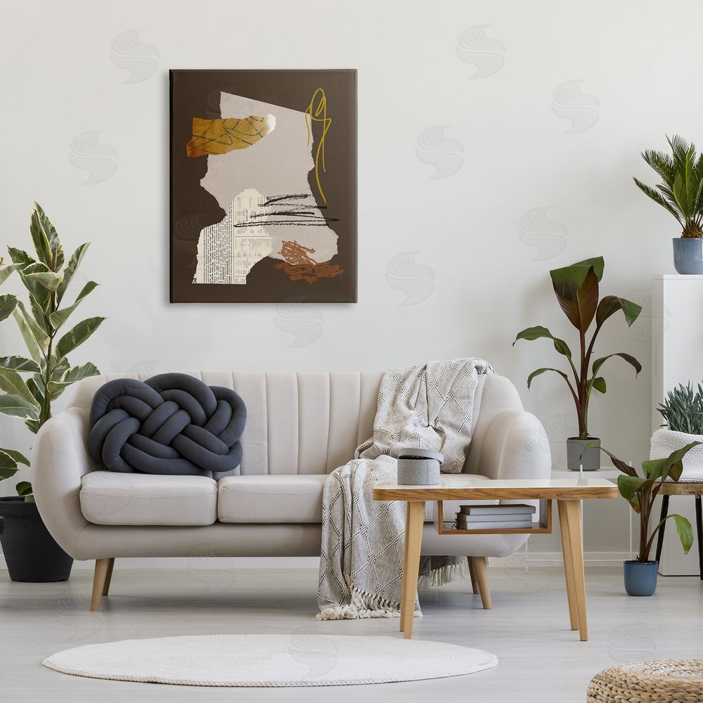 Melissa Wang Modern d Shapes Abstract Layered Scribble Lines Canvas Wall Art Print in Room
