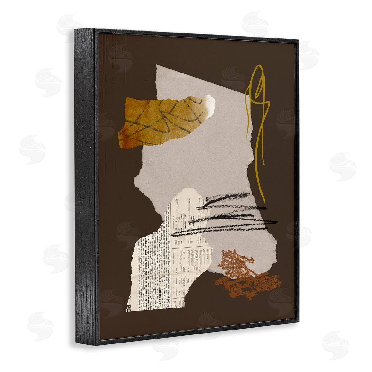 Melissa Wang Modern d Shapes Abstract Layered Scribble Lines Black Framed Giclee Wall Art Print