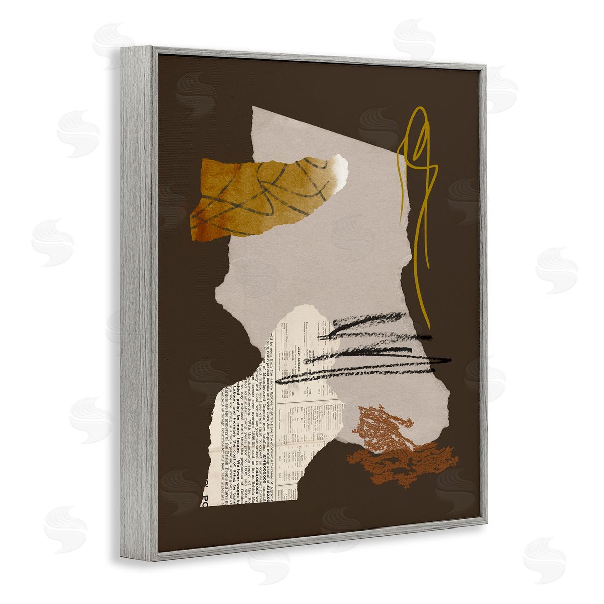 Melissa Wang Modern d Shapes Abstract Layered Scribble Lines Gray Framed Giclee Wall Art Print
