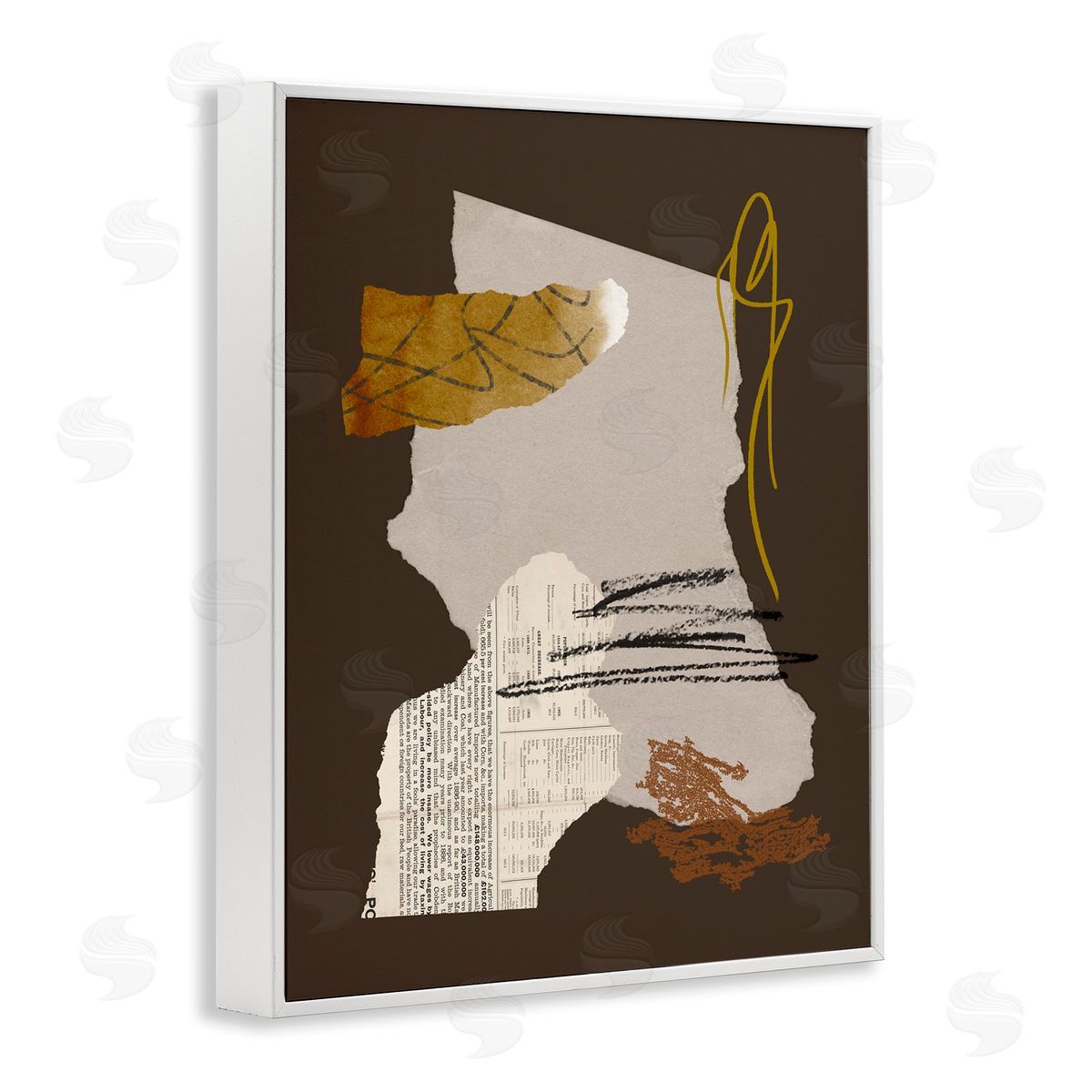 Melissa Wang Modern d Shapes Abstract Layered Scribble Lines White Framed Giclee Wall Art Print
