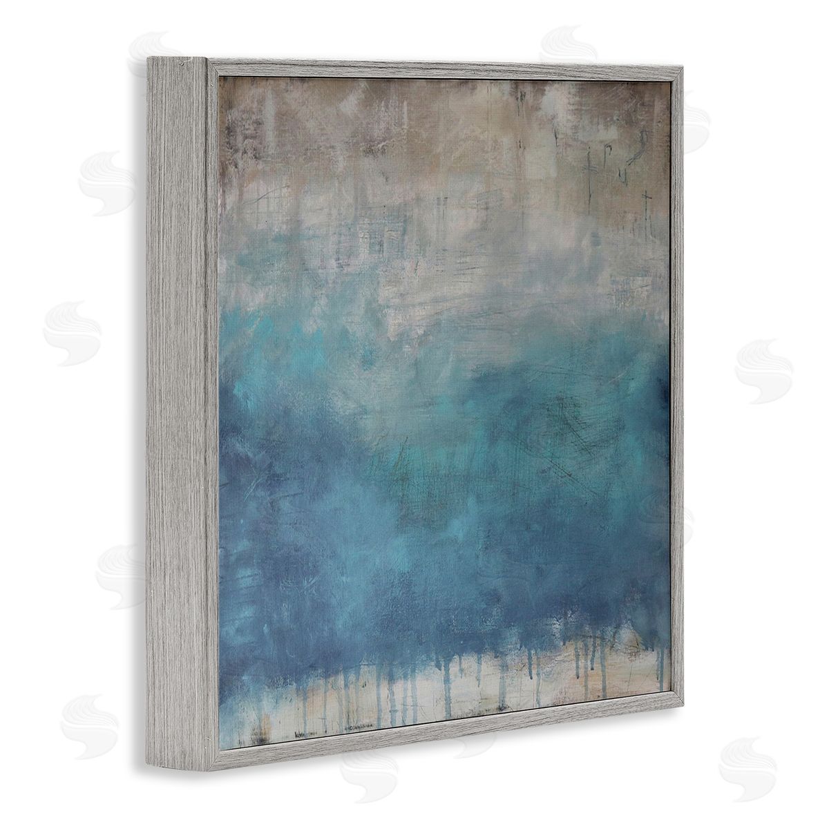 Judi Bagnato Paint Drip Hatched Blue Abstract Modern Ombre Gray Framed Glicee Wall Art Print