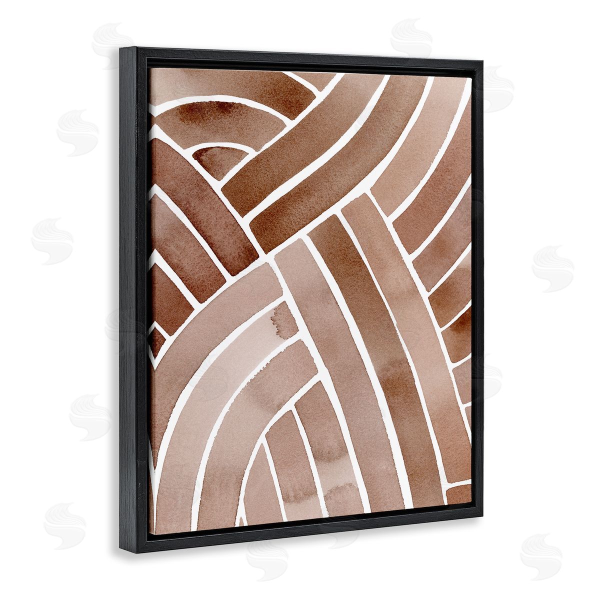 Grace Popp Modern Brown Intertwining Lines Stripes Watercolor Detail Black Floating Frame Canvas Wall Art Print