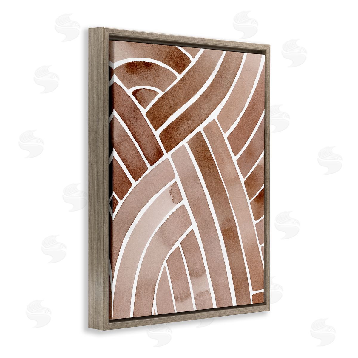 Grace Popp Modern Brown Intertwining Lines Stripes Watercolor Detail Brown Floating Frame Canvas Wall Art Print