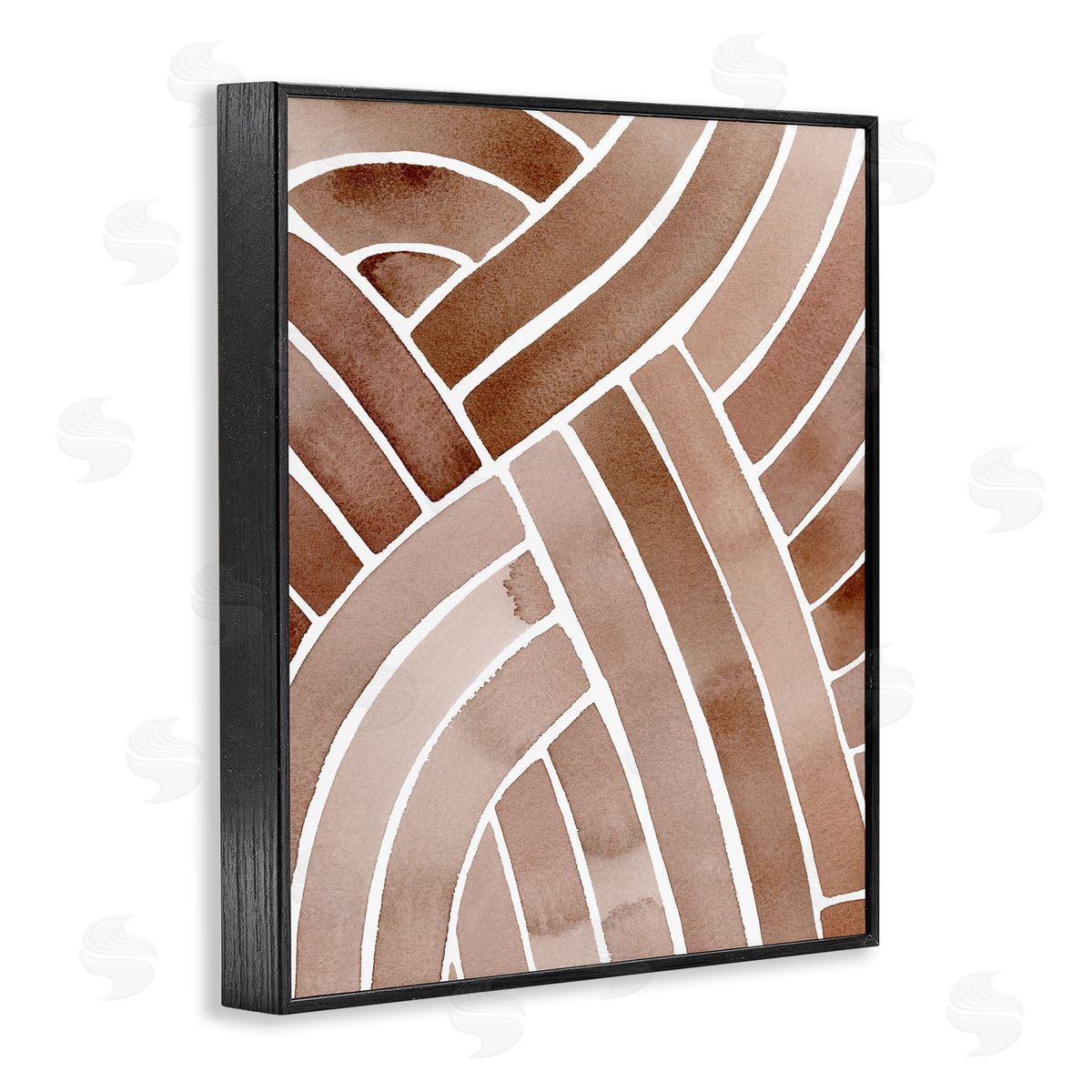 Grace Popp Modern Brown Intertwining Lines Stripes Watercolor Detail Black Framed Giclee Wall Art Print