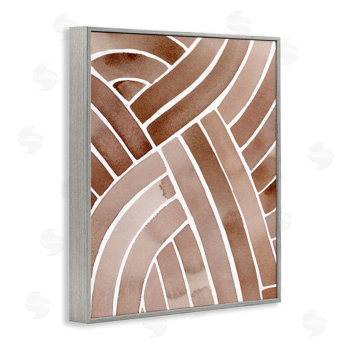 Grace Popp Modern Brown Intertwining Lines Stripes Watercolor Detail Gray Framed Giclee Wall Art Print