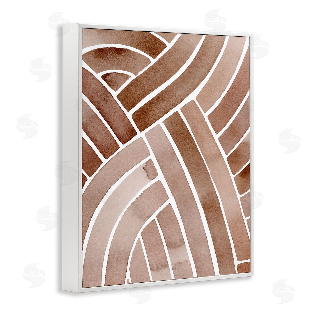 Grace Popp Modern Brown Intertwining Lines Stripes Watercolor Detail White Framed Giclee Wall Art Print