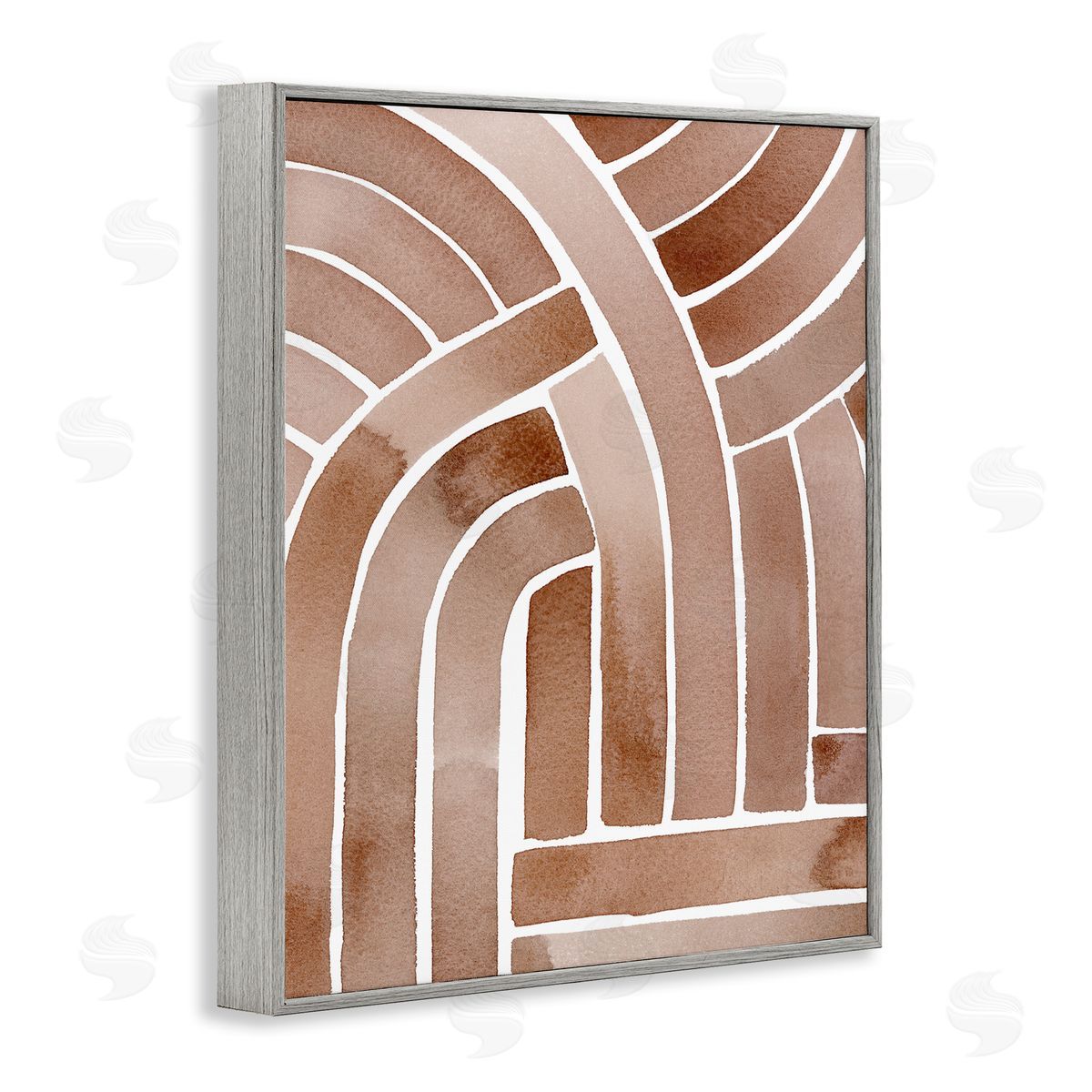 Grace Popp Abstract Rounded Stripes Lines Brown Watercolor Gray Framed Giclee Wall Art Print