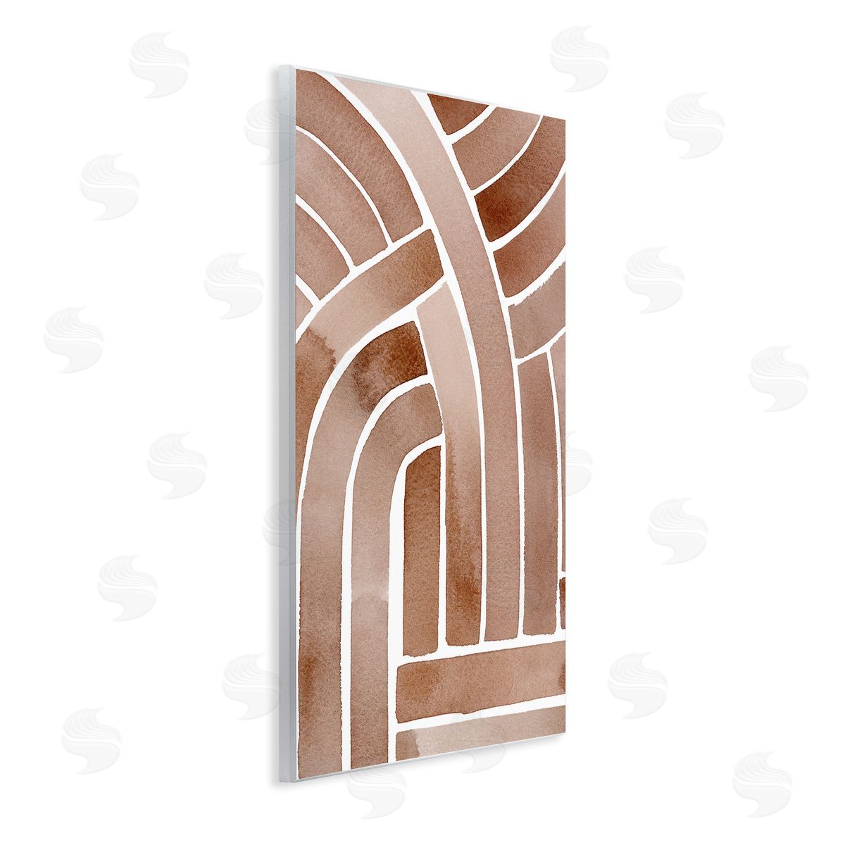 Grace Popp Abstract Rounded Stripes Lines Brown Watercolor Wall Plaque Art Print