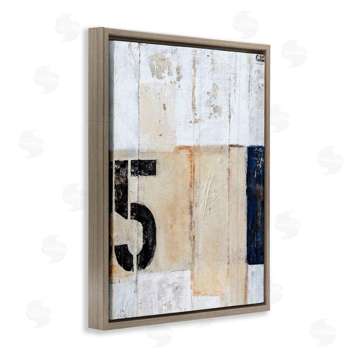 Erin Ashley Weathered Street Number 5 Stencil Rustic Abstract Brown Floating Frame Canvas Wall Art Print