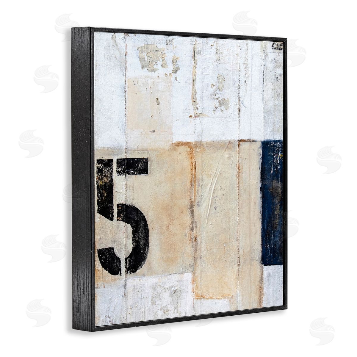 Erin Ashley Weathered Street Number 5 Stencil Rustic Abstract Black Framed Giclee Wall Art Print