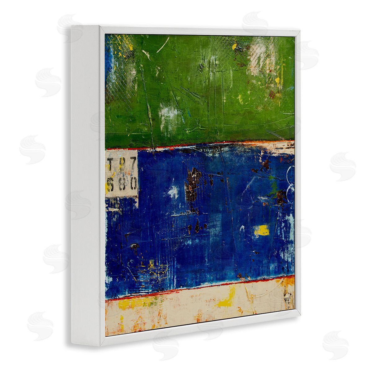 Erin Ashley Green Blue Striped Street Style Stencil Rustic Abstract  White Framed Glicee Wall Art Print
