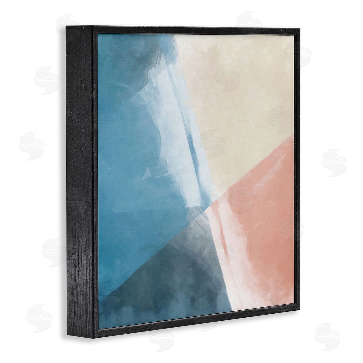 Graffitee Studios Modern Angled Shapes Pale Pink Blue Design Black Framed Glicee Wall Art Print