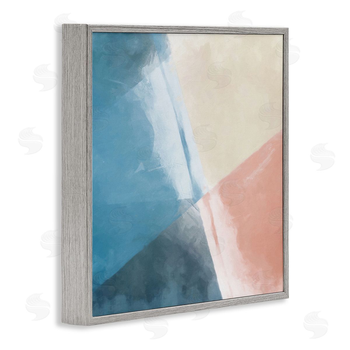 Graffitee Studios Modern Angled Shapes Pale Pink Blue Design Gray Framed Glicee Wall Art Print