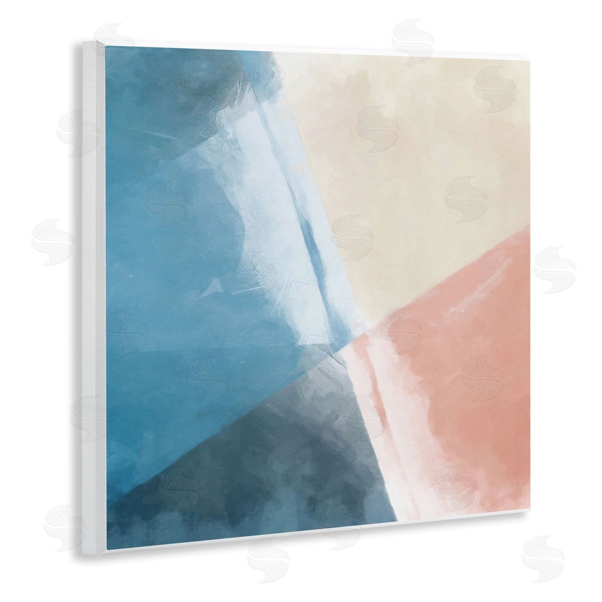 Graffitee Studios Modern Angled Shapes Pale Pink Blue Design Wooden Wall Plaque Art Print