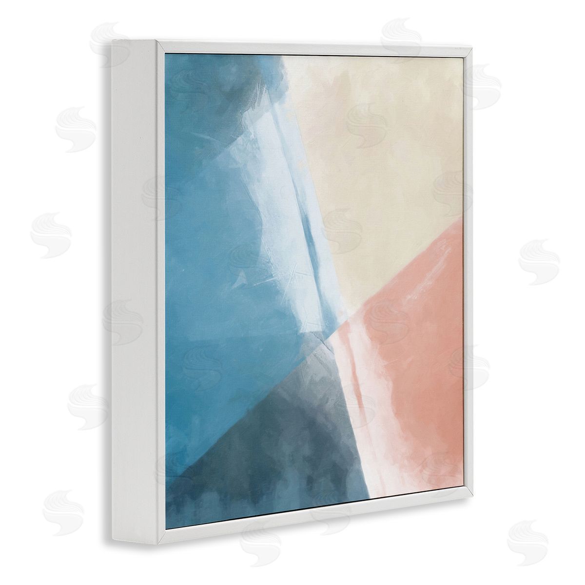 Graffitee Studios Modern Angled Shapes Pale Pink Blue Design White Framed Glicee Wall Art Print