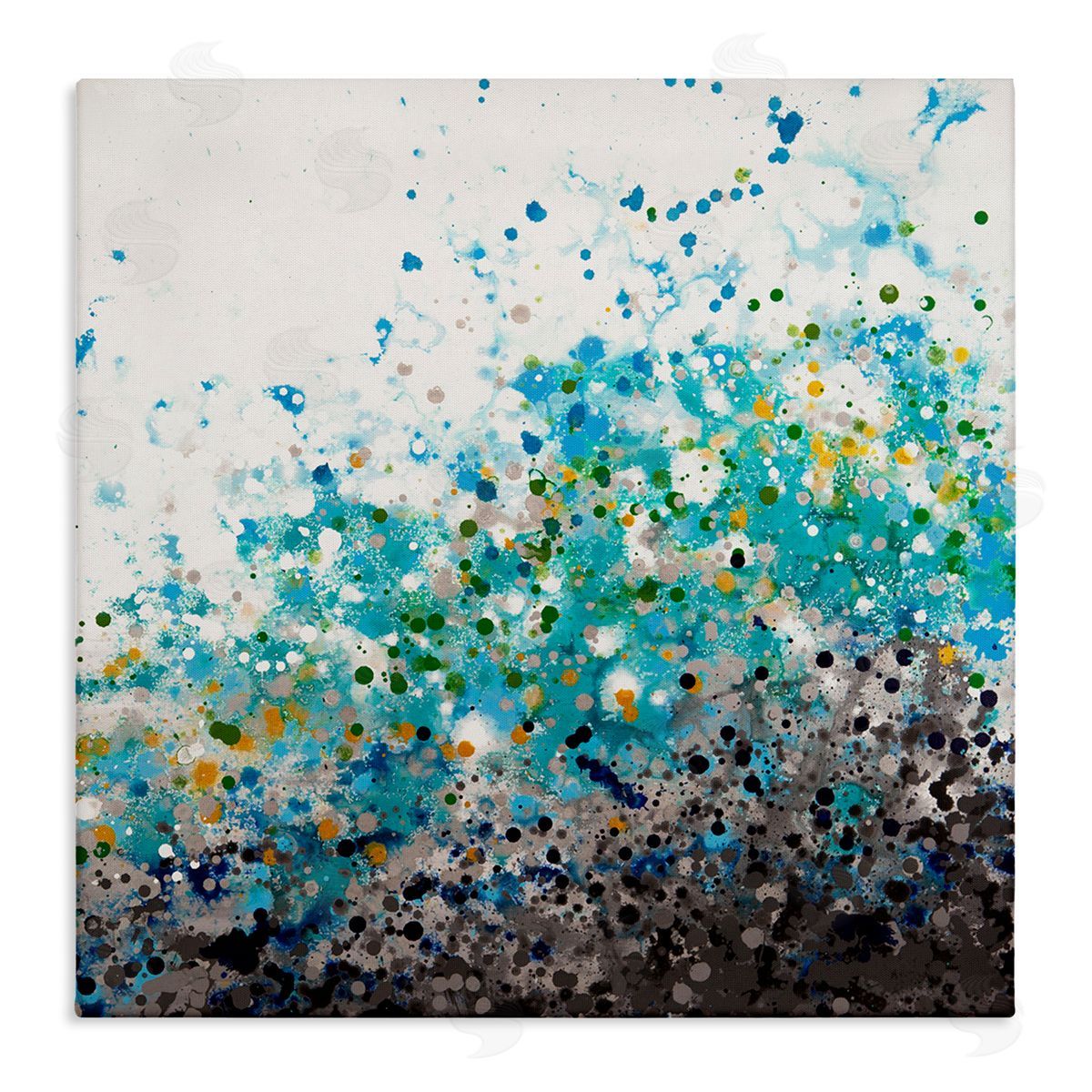 Hilary Winfield Abstract Paint Speckles Dots Bold Blues Yellows Stretched Canvas Wall Art Print