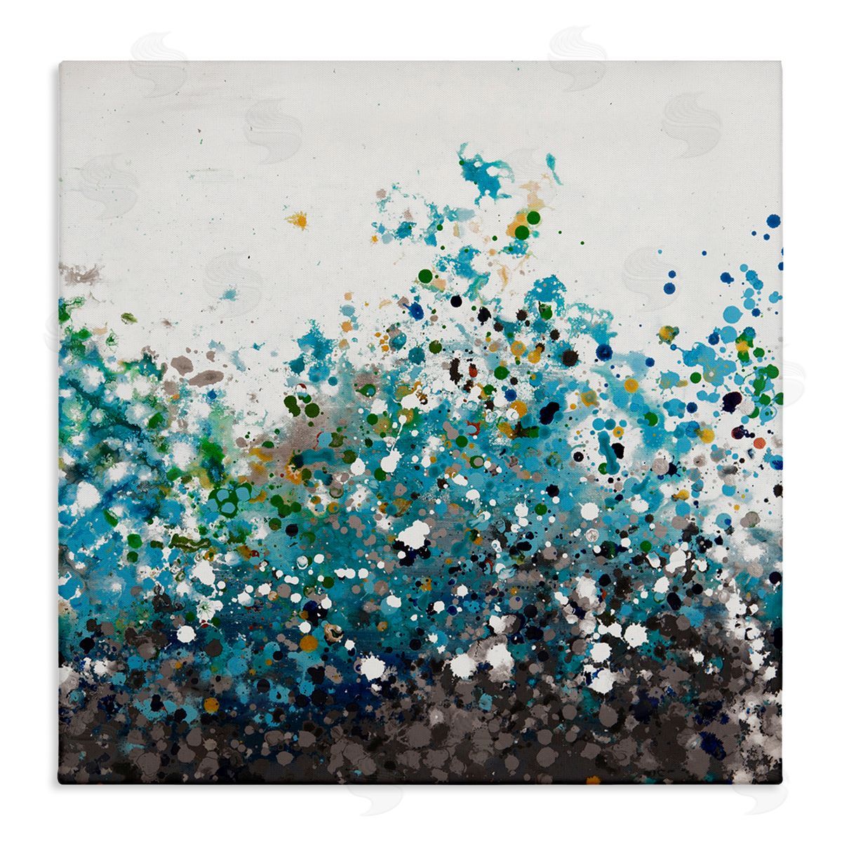 Hilary Winfield Opaque Speckled Blue Abstract Paint Splatter Stretched Canvas Wall Art Print