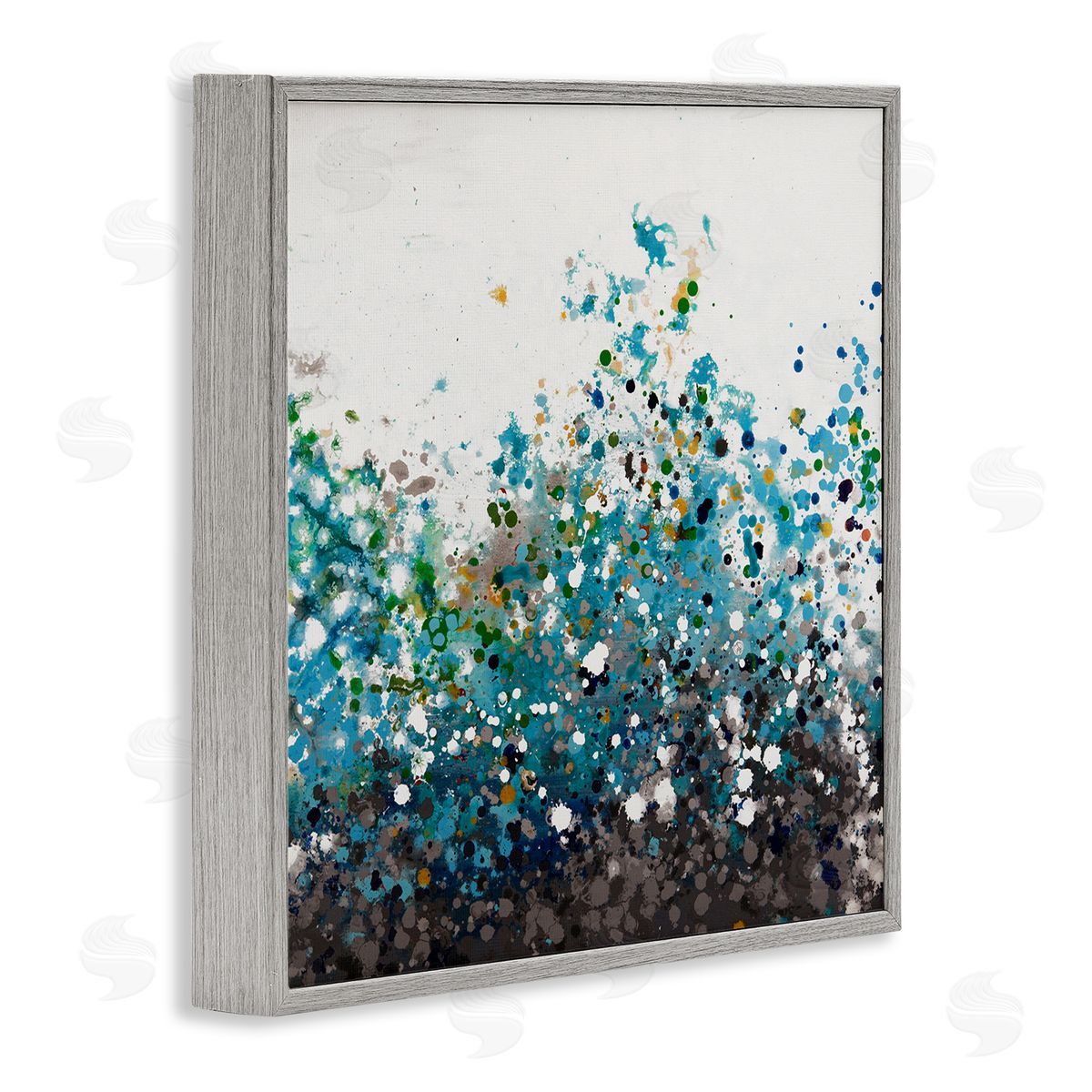 Hilary Winfield Opaque Speckled Blue Abstract Paint Splatter Gray Framed Glicee Wall Art Print