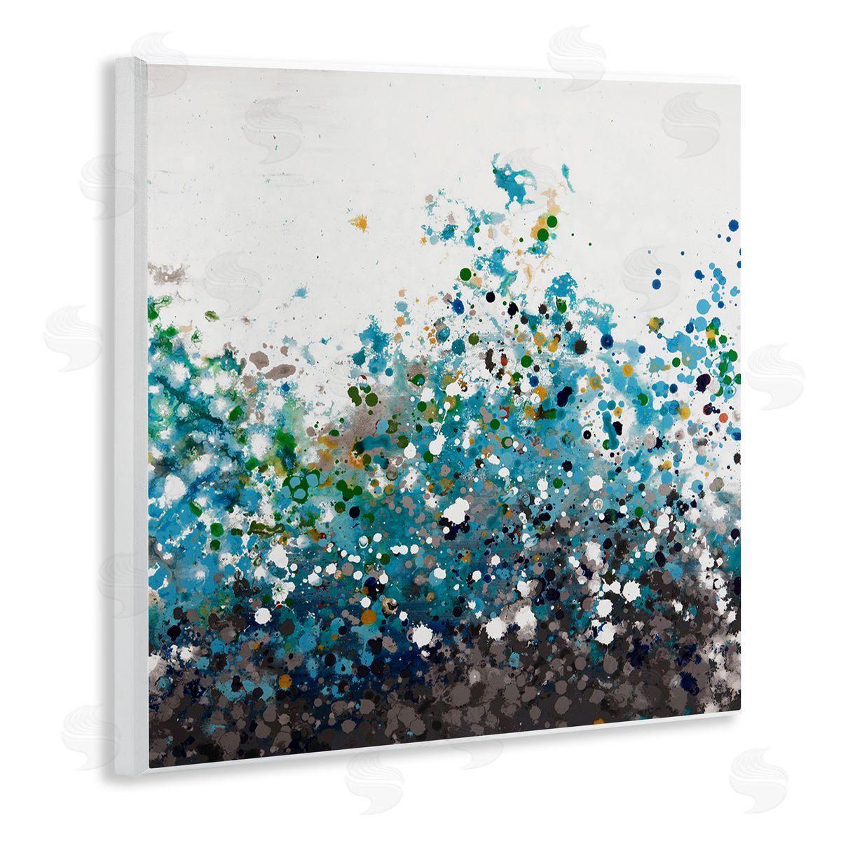 Hilary Winfield Opaque Speckled Blue Abstract Paint Splatter Wooden Wall Plaque Art Print