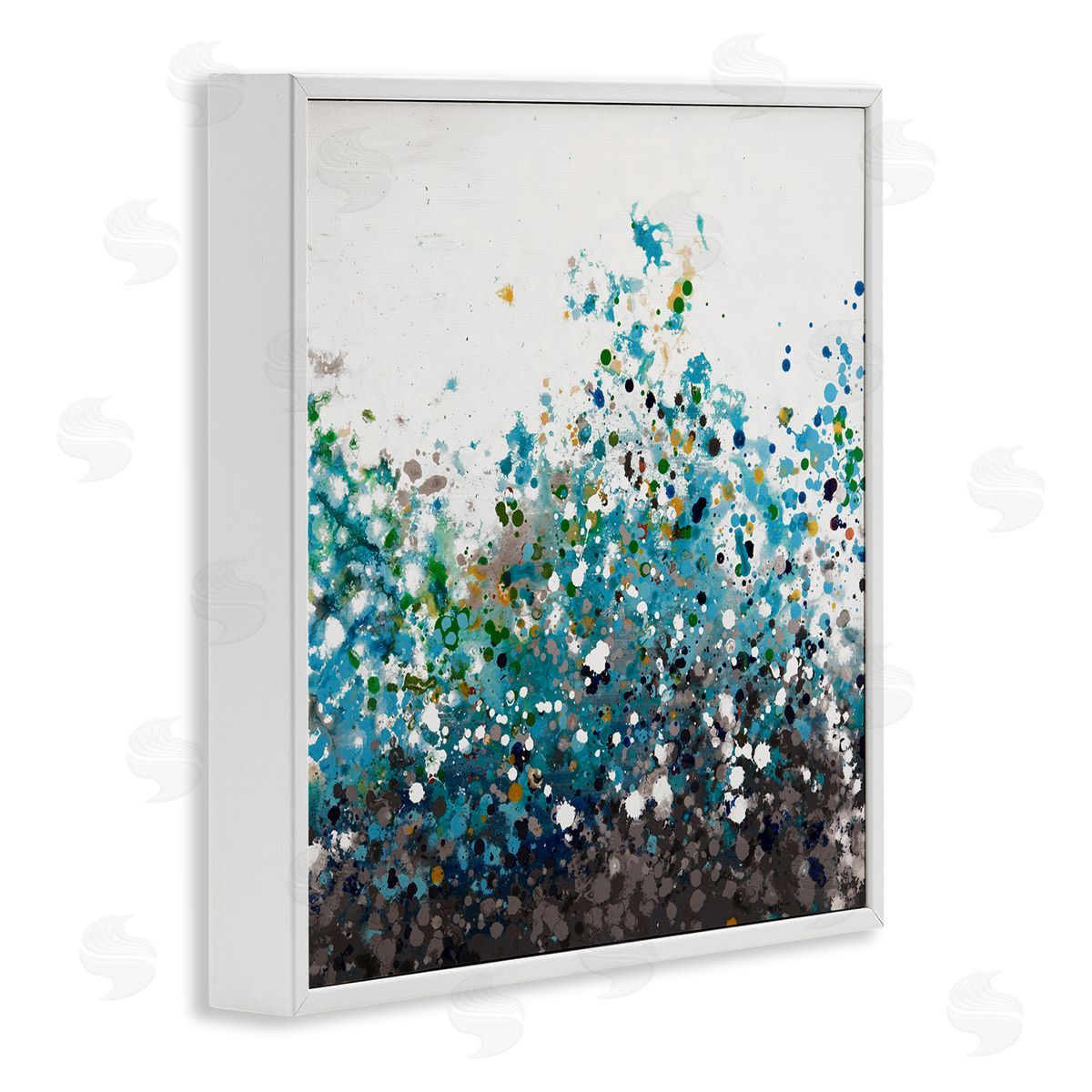 Hilary Winfield Opaque Speckled Blue Abstract Paint Splatter White Framed Glicee Wall Art Print