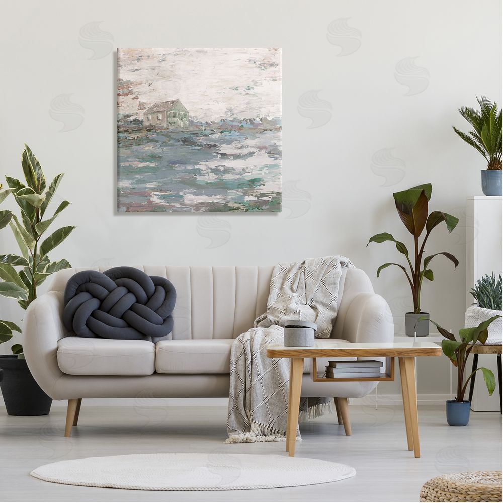 Kamdon Kreations Mysterious Abstract Landscape Lone House Rural Field Canvas Wall Art in Room