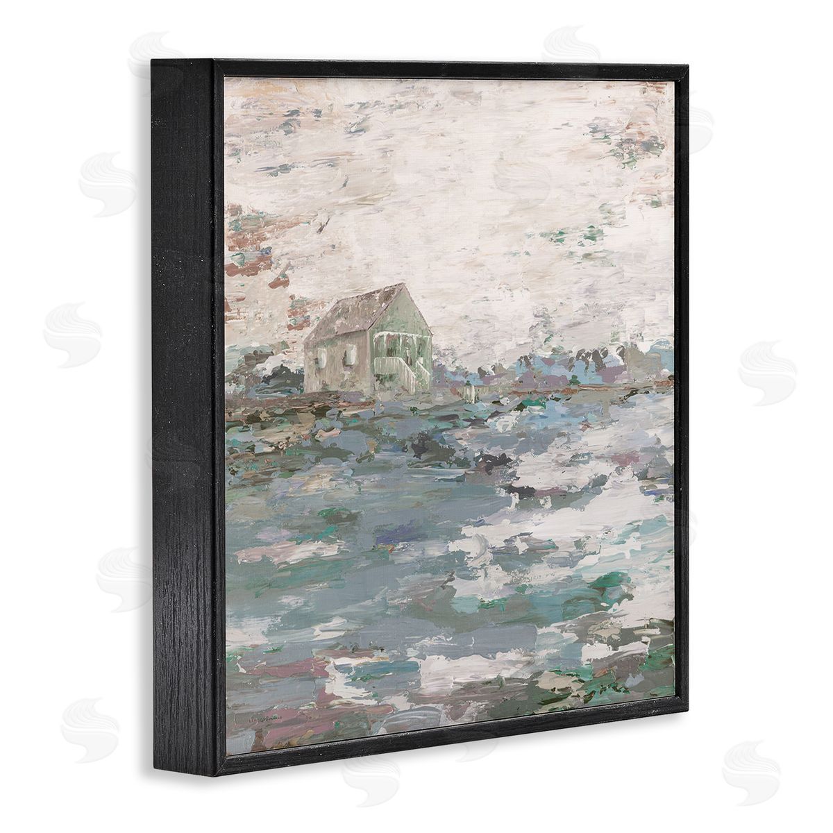 Kamdon Kreations Mysterious Abstract Landscape Lone House Rural Field Black Framed Glicee Wall Art Print