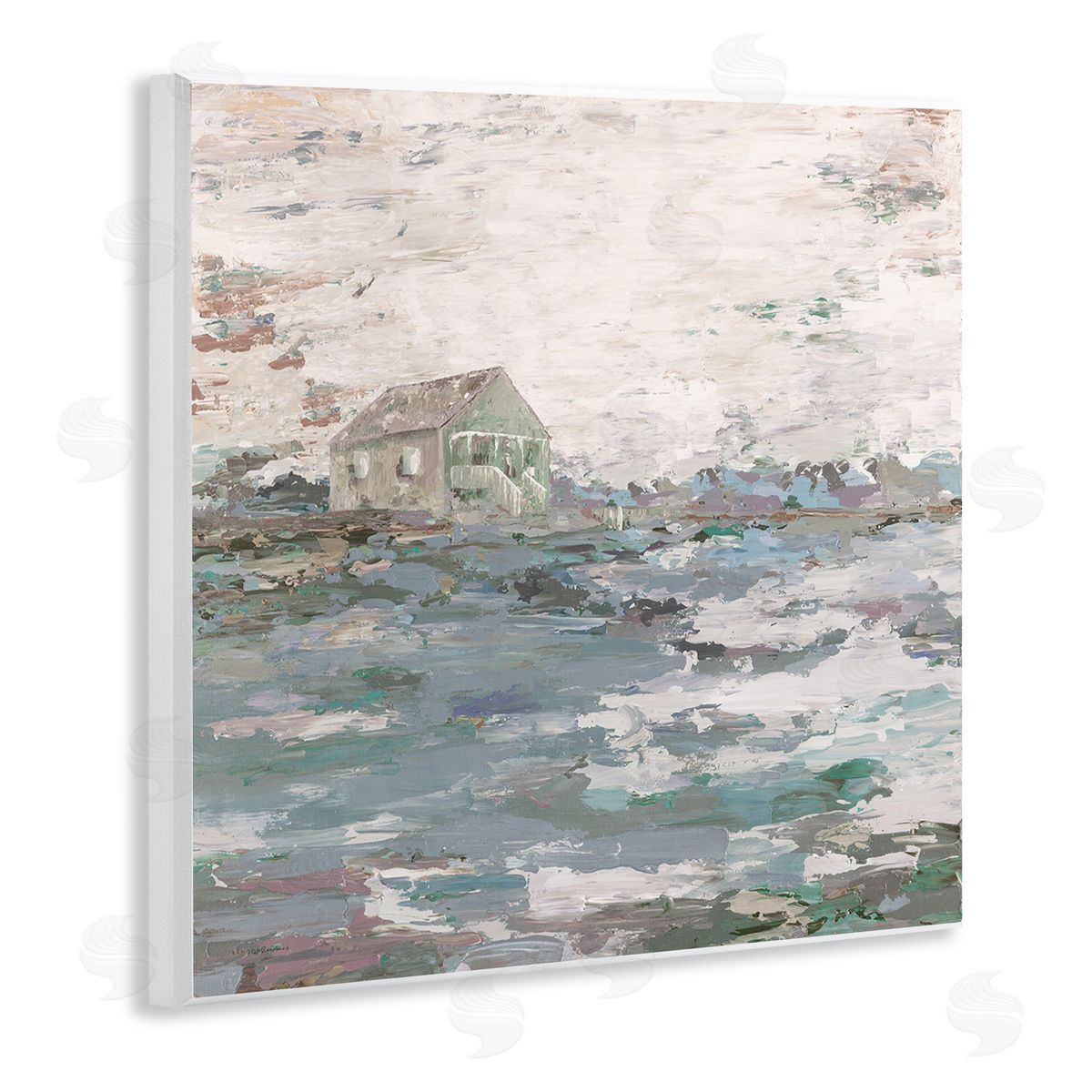 Kamdon Kreations Mysterious Abstract Landscape Lone House Rural Field Wooden Wall Plaque Art Print