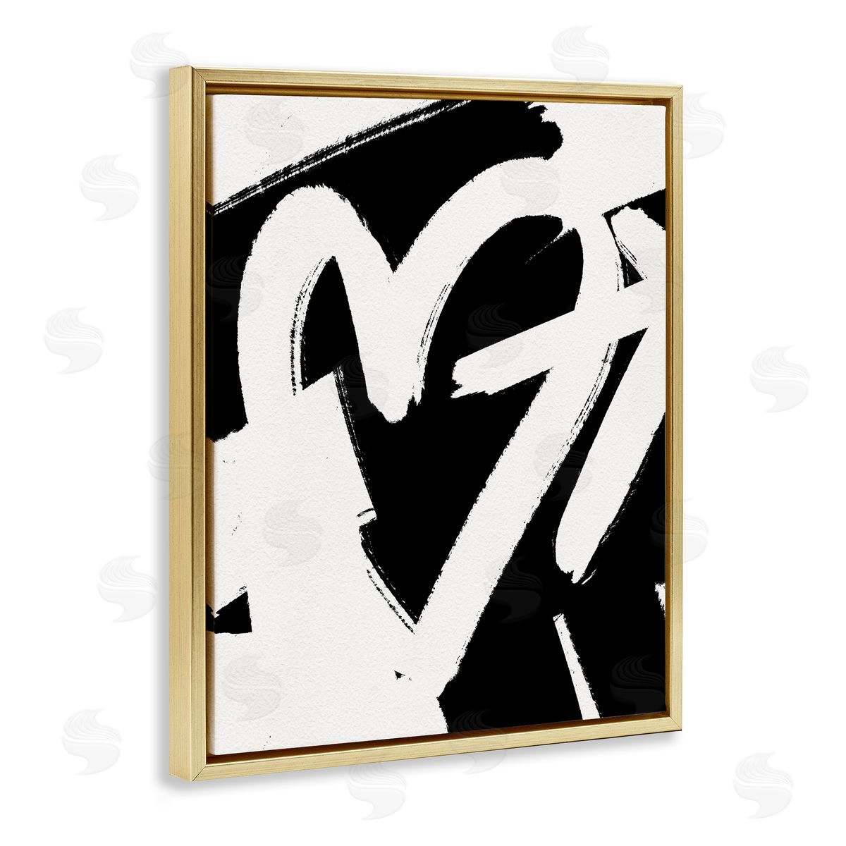 Leah Straatsma - NOT LICENSED YET Arrow Through Heart Black Contemporary Street Gold Floating Frame Canvas Wall Art Print