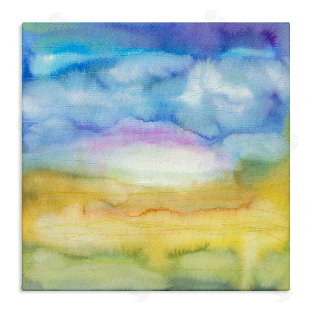 Elvira Errico Ombre Rainbow Abstract Landscape Watercolor Details Stretched Canvas Wall Art Print