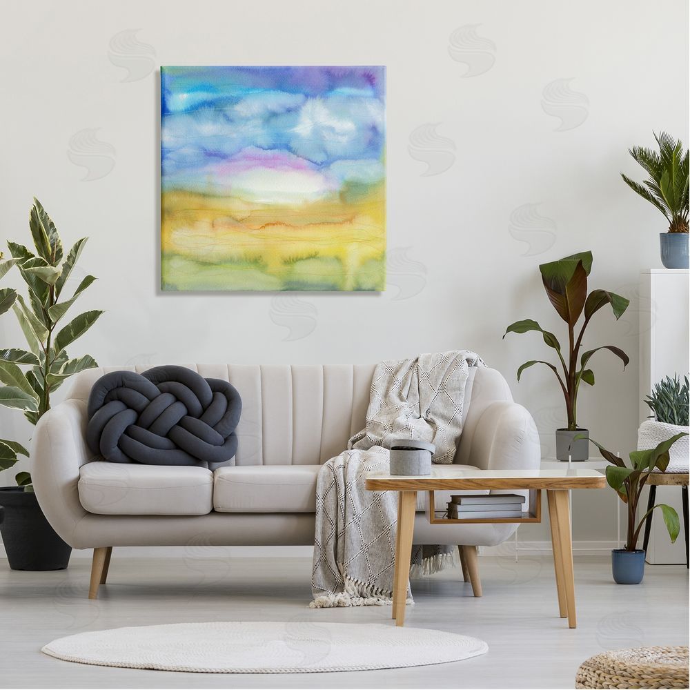 Elvira Errico Ombre Rainbow Abstract Landscape Watercolor Details Canvas Wall Art in Room
