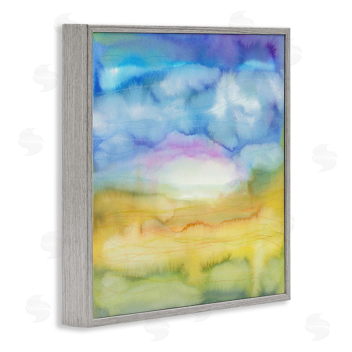 Elvira Errico Ombre Rainbow Abstract Landscape Watercolor Details Gray Framed Glicee Wall Art Print